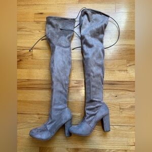 Chinese Laundry Kiara Over the Knee  Suede Boots in Taupe/Grey size 5.
